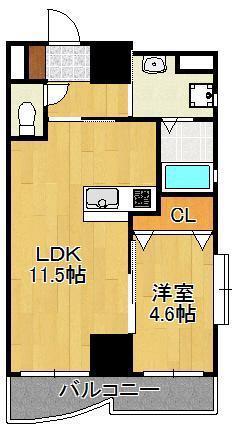 サンシャイン長崎街道黒崎 (1LDK/4階)の間取り写真