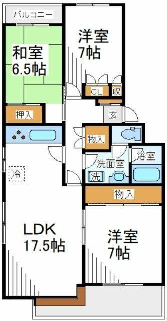 PLENDY東船橋(3LDK/3階)の間取り写真