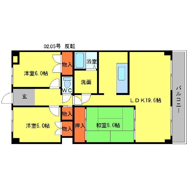 コーポ住吉(3LDK/5階)の間取り写真