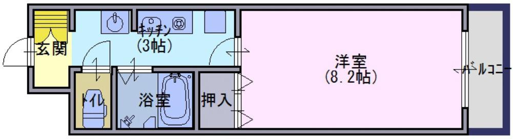 グランサンヴェール矢野(1K/3階)の間取り写真