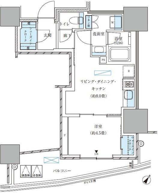 パークアクシス五反田スカイタワー(1LDK/11階)の間取り写真