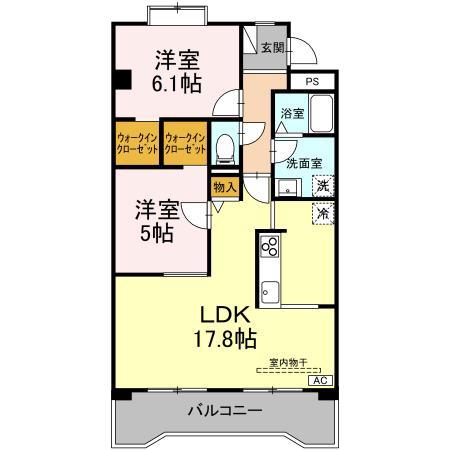 マミーナ1号館(2LDK/2階)の間取り写真