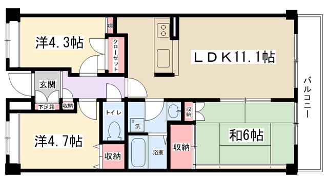 ファミリア古淵(3LDK/3階)の間取り写真