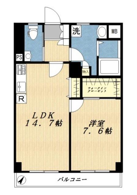 コーポサテライト(1LDK/5階)の間取り写真