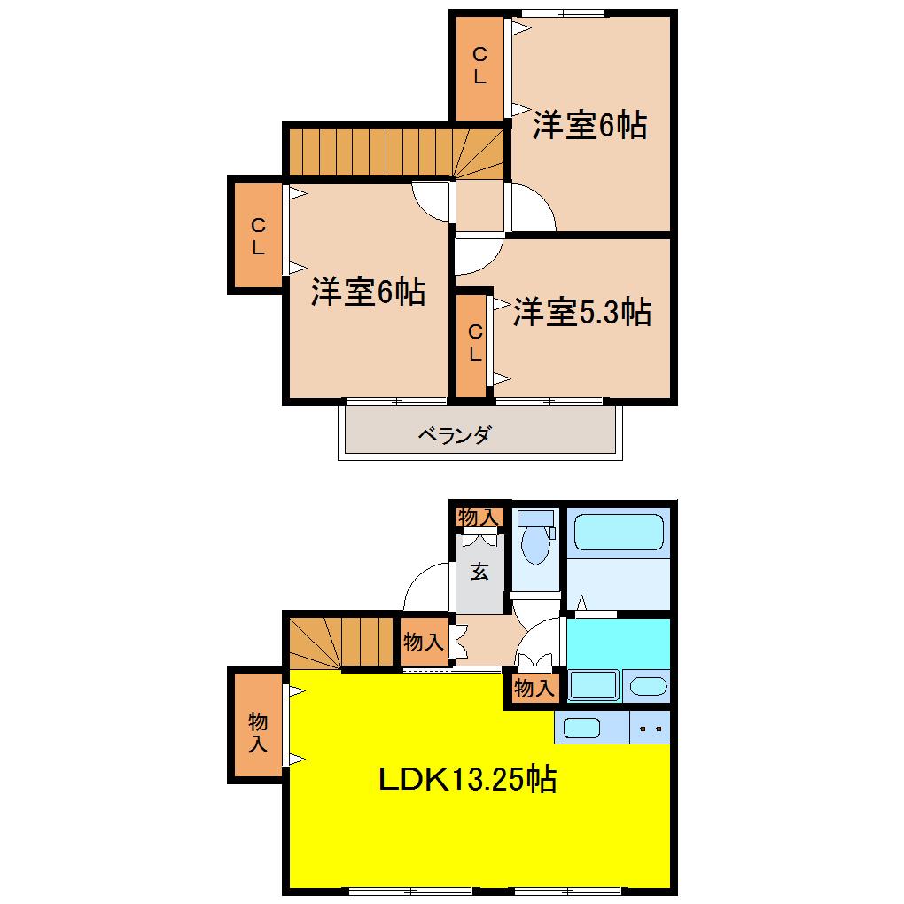 ウィステリアD(3LDK/1階)の間取り写真