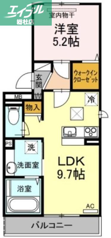 パークサイド石見(1LDK/1階)の間取り写真