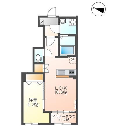 三里塚 アパートIII期工事(1LDK/1階)の間取り写真