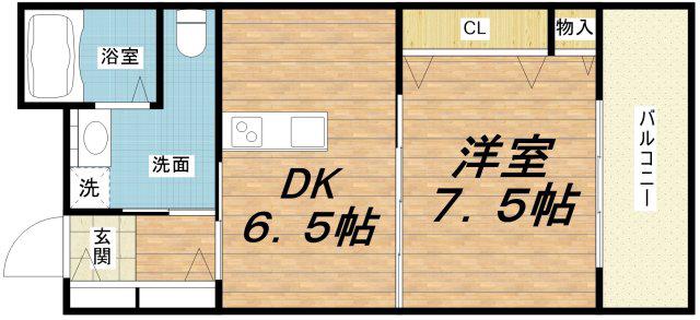 RIVER FORD 中之島(1DK/2階)の間取り写真