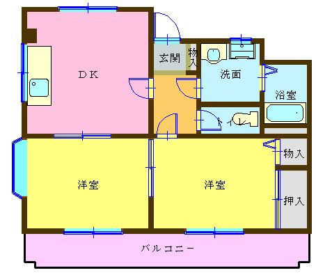 シークエスト鳥越(2DK/3階)の間取り写真
