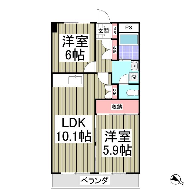 中野ビル(2LDK/2階)の間取り写真
