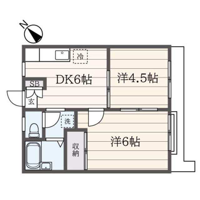 ピア塩原II(2DK/2階)の間取り写真