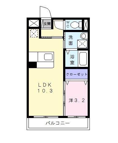 アンジュー(1LDK/2階)の間取り写真