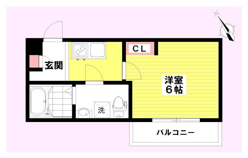 アクシア坂戸(1K/2階)の間取り写真
