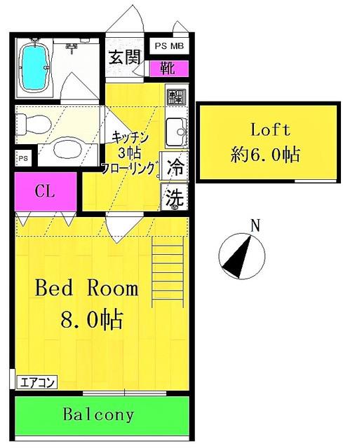 メゾンマニフィークⅡ(1K/2階)の間取り写真