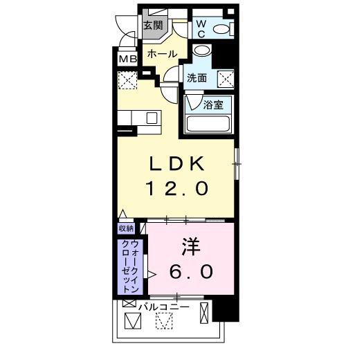 グラース滝井(1LDK/6階)の間取り写真