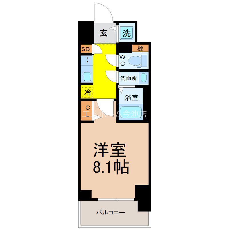 CREST TAPP新栄(1K/3階)の間取り写真