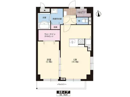 エムズイースト(1LDK/6階)の間取り写真