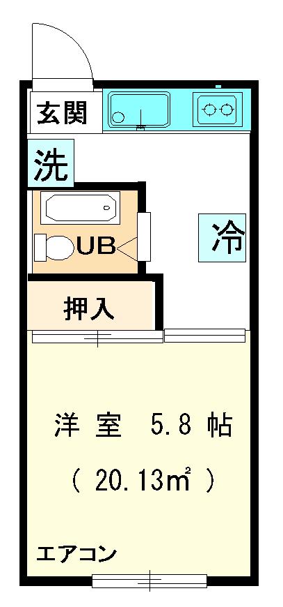 建部アパート D棟(1K/1階)の間取り写真