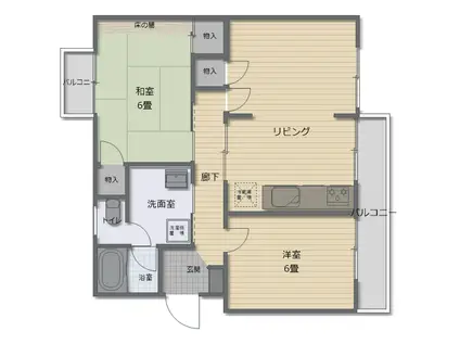 東光寺マンション(2LDK/3階)の間取り写真