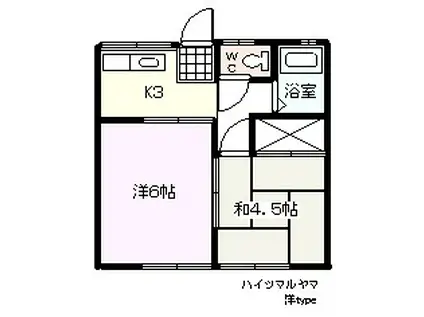 ハイツマルヤマ(2K/2階)の間取り写真