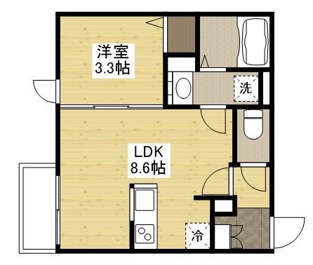 月光南観音 八番館(1LDK/2階)の間取り写真