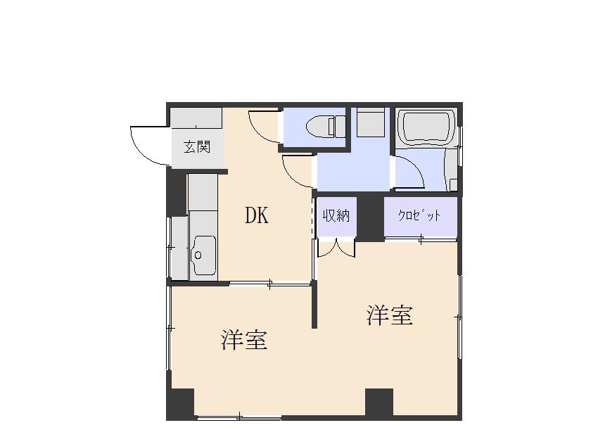 岸コーポ(2DK/1階)の間取り写真
