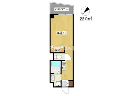 プライムタワー阿倍野40(ワンルーム/4階)の間取り写真