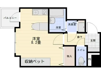 トーカンキャステール中通第2(ワンルーム/4階)の間取り写真