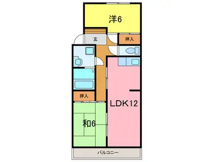 竹中マンション(2LDK/3階)の間取り写真