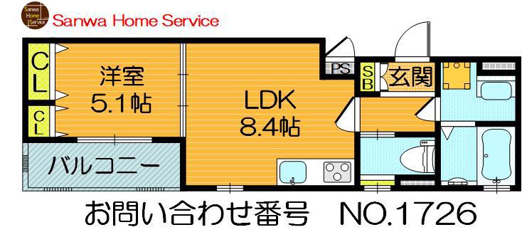クリエオーレ茨田大宮V(1LDK/1階)の間取り写真