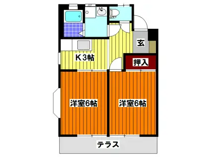 プラムコートオゴセ(2K/2階)の間取り写真