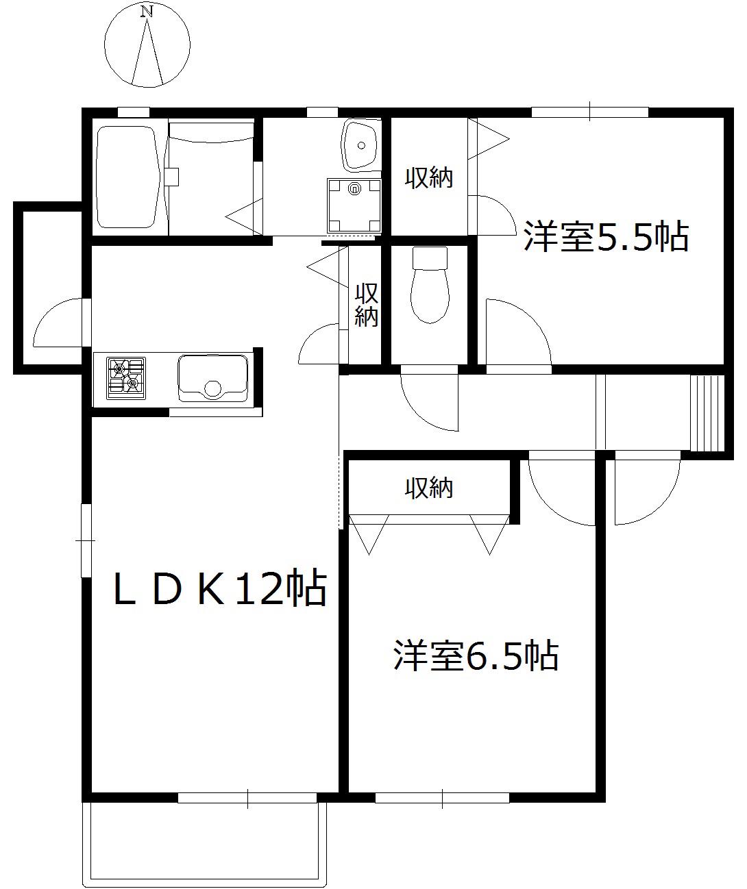 フォーレス壱番館(2LDK/1階)の間取り写真