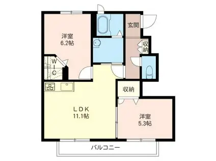 ノルテカーサA(2LDK/1階)の間取り写真