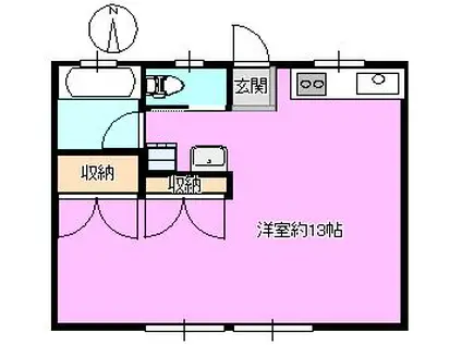 丸満ハイツ(ワンルーム/2階)の間取り写真