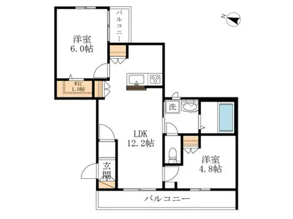 AF ラバローネ(2LDK/3階)の間取り写真