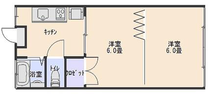 サンロードハイツ(2K/2階)の間取り写真