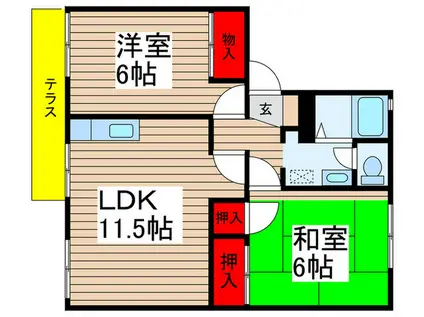 ユースフラット(2LDK/1階)の間取り写真