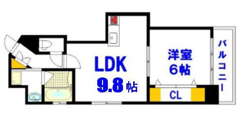 ラブリエ舟入中町(1LDK/9階)の間取り写真