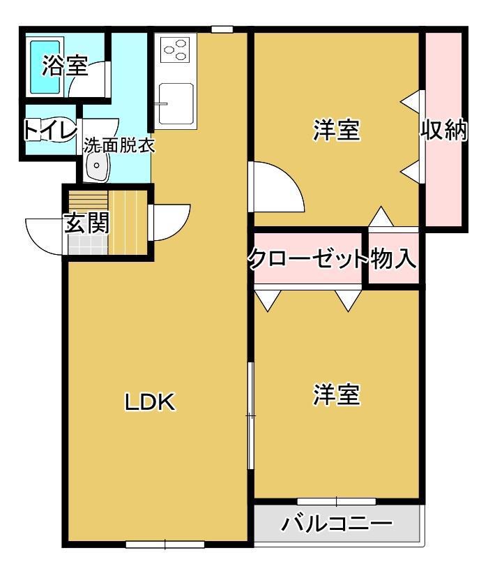 スワンプロムナード I(2LDK/3階)の間取り写真