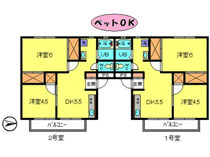 ガーデンハイツ(2DK/4階)の間取り写真