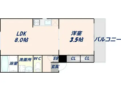 モアナ長瀬(1LDK/3階)の間取り写真