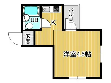 ＪＲ日豊本線 大分駅 徒歩25分 3階建 築44年(1K/3階)の間取り写真