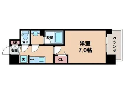 DOUBLE NINE RESIDENCE TENNOUJIMINAM(1K/2階)の間取り写真