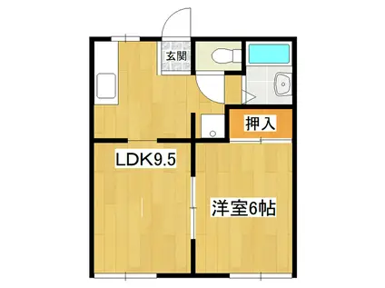 ハイツナガノI(1LDK/2階)の間取り写真