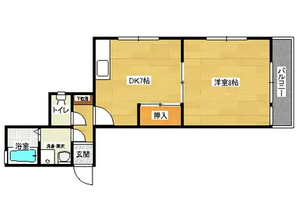 青木ビル(1DK/3階)の間取り写真