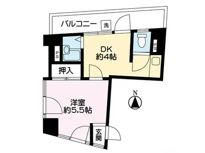 ライフワンビル西新井(1DK/4階)の間取り写真