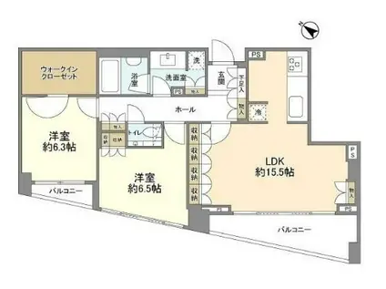 BRANZ赤坂(2LDK/2階)の間取り写真