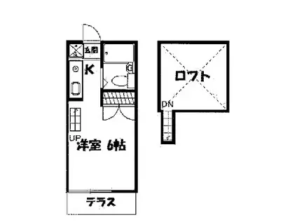 コア溝ノ口Ⅱ(ワンルーム/1階)の間取り写真