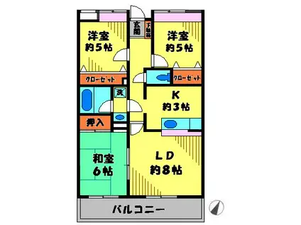 新百合ヶ丘ピア池尻II(3LDK/2階)の間取り写真