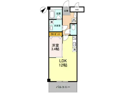 ワイズヒル(1LDK/2階)の間取り写真